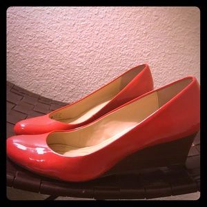 Coral Patent Calvin Klein Wedges